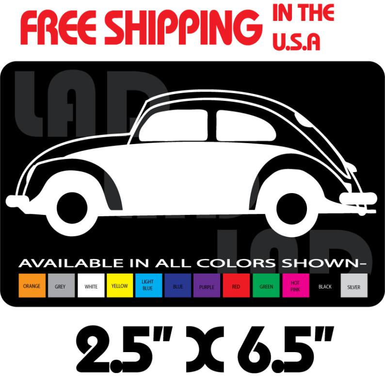 1- vw bug stock decal/sticker 2.5" x 6.5" hardtop beatle 
