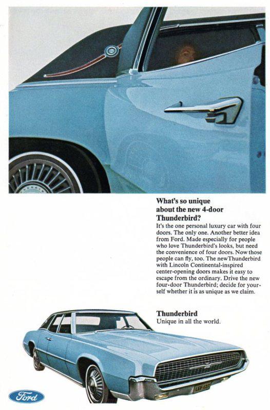 Vintage  original  1967  ford  thunderbird  advertisement- 8 " x 10 3/4 "