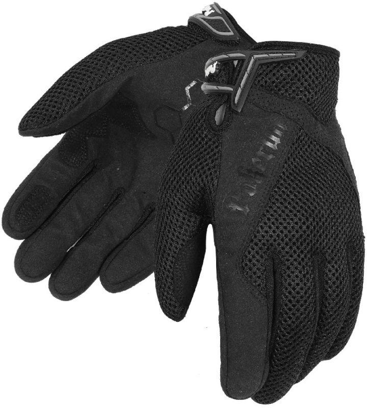 Pokerun short mens black large mesh textile motorcycle riding gloves lrg lg
