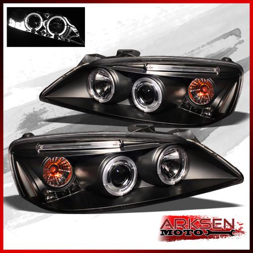 05-09 pontiac g6 dual halo projector led black headlights lamp pair replacement