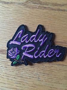 &#039;lady rider&#039; purple rose motorcycle patch new! (for harley)