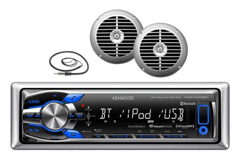 Kmrm312bt marine usb mp3 ipod pandora stereo 2 x6.5&#034;120w silver speakers antenna