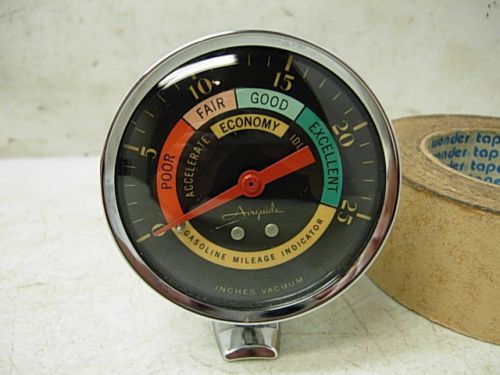 Nos 1960s airguide vacuum gauge gas mileage indicator w/ pedestal mount cup rare