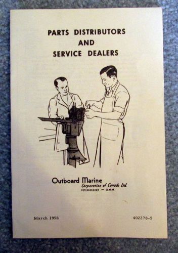 Outboard marine of canada 1958 parts &amp; service dealers johnson evinrude rdbc