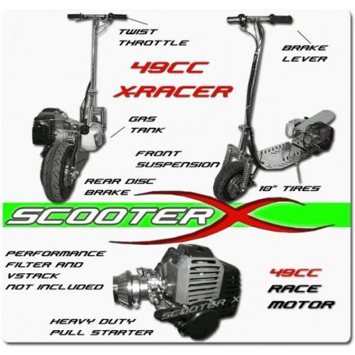 New scooterx 49cc gas scooters engine foldable handle bars  10 x 3.5 inch racing