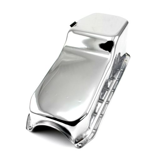 Chevy sbc 350 rear sump driver side 2pcs rms chrome oil pan