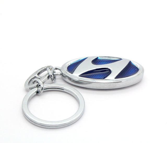 New 3d chrome plate keyrings key fob chains car logo double sided fit modern