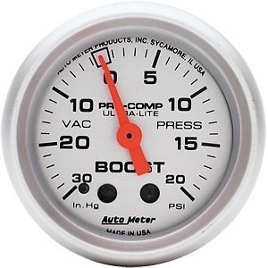 Auto meter 4301 ultra-lite series gauge 2&#034; boost/vacuum mechanical
