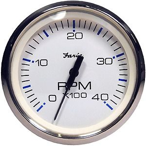 New faria chesapeake white ss 4" tachometer 4,000 rpm (diesel magnetic