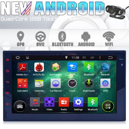 Quad-core android 4.4.4 kitkat pure touch 2din gps navi car radio stereo+camera