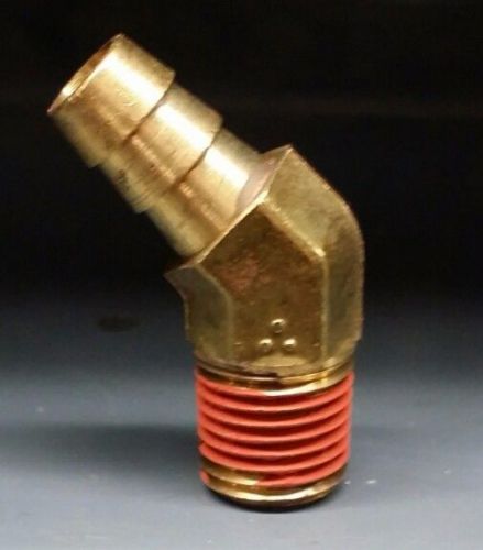 45 degree elbow barb fitting 1/2" id hose x 3/8 npt air gas water fuel connector