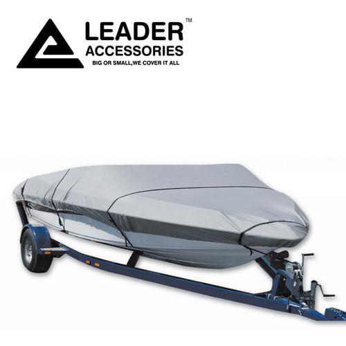 300d grey trailerable v-hull tri-hull runabout boat cover fit 14' -16' beam 68''