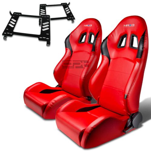 Sell NRG RACING BUCKET SEAT RED PVC+SILDER+FOR 9099 TOYOTA MR2/MR2