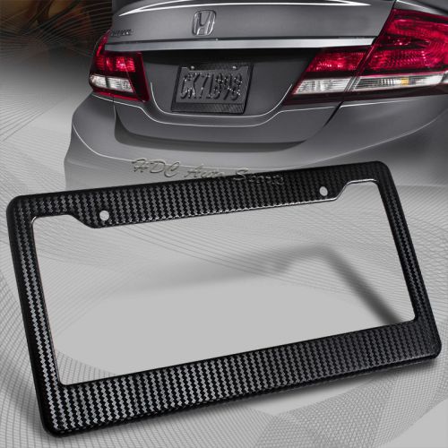 Sell 1 x JDM Black Carbon Look License Plate Frame Cover Front & Rear