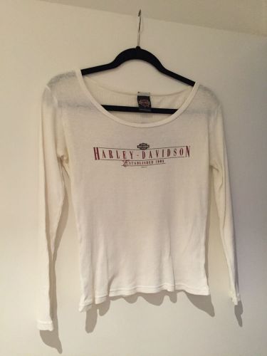 Harley-davidson chicago women&#039;s top - white thermal type undershirt long sleeve