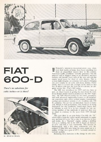 1962 fiat 600-d 600 600d original road test article - m3113-pe1
