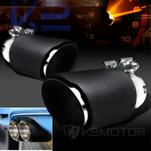 2x 3.5" outlet sleeve carbon fiber stainless steel exhaust muffler tip