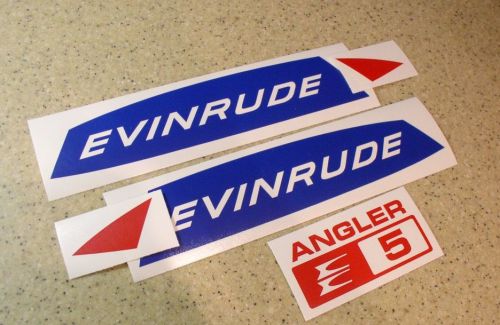 Evinrude angler 5 hp vintage motor outboard decal kit free ship+free fish decal