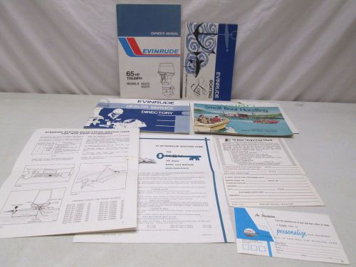 Vtg evinrude 65 hp triumph outboard owner's manual service directory boating log