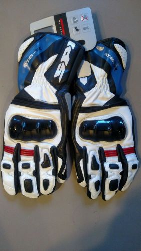Spidi sts-r white red blue black motorcycle riding glove - small sm