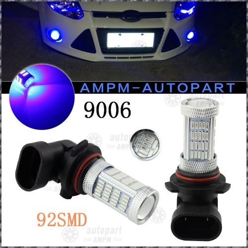2x 92smd 9006 hb4 blue led bulbs car drl auto car fog driving light with lens
