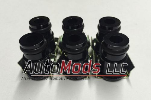 Set of 6 12.5mm fuel injector top hat extender black 11mm 11 honda dsm import