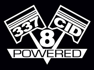 2 v8 337 engine piston flathead decal sticker emblems