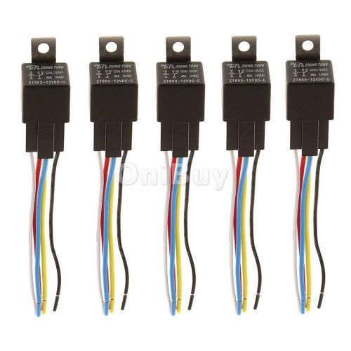 5pcs car truck auto 12v 40a spst relay relays 5 pin 5p &amp; socket 5 wires
