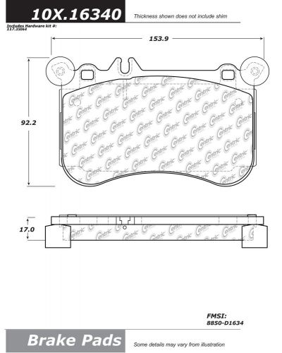 Disc brake pad-posi-quiet metallic w/shims &amp; hardware-preferred fits cls550