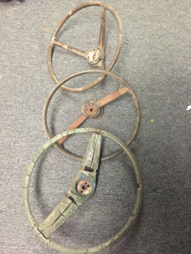 Vintage antique metal steering wheel old car truck boat tractor lot of 3