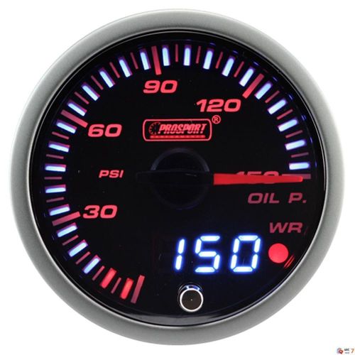 Prosport 60mm jdm series amber red &amp; white led warning oil pressure gauge psi