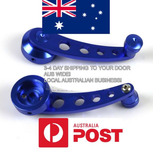 2x blue jdm aluminium car auto vehicle billet window winder -uniiversal fit -new