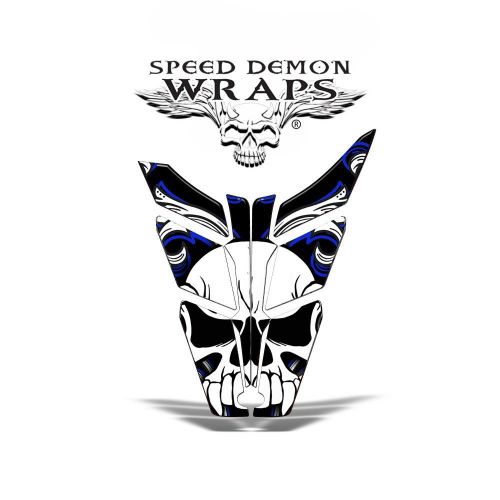Polaris pro rmk "skullen" blue sled hood wrap graphics kit 2011-2015 sdw-100h