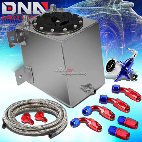 1 gallon polished aluminum fuel oil tank+cap+line kit+pressure regulator blue