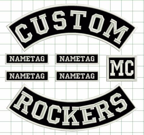 Custom 12"rocker 7 pcs biker vest embroidered rockers full set new made to order