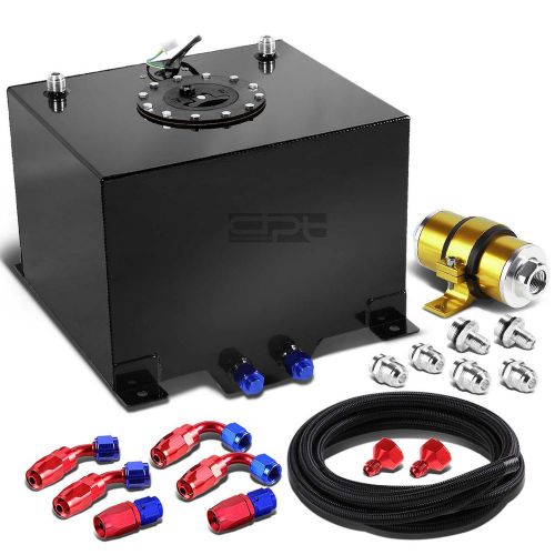 8 gallon aluminum fuel cell tank+cap+oil feed line+30 micron inline filter gold