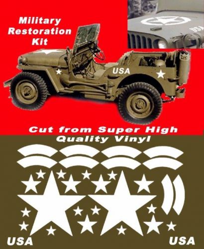 Army willys jeep stars star military decals restoration ww2 usa
