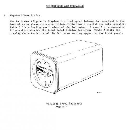 Honeywell / sperry vertical speed indicator maintenance manual 2594619-901