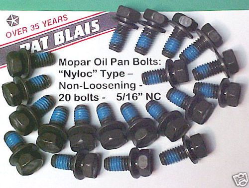 Mopar engine oil pan bolts, nyloc-type, self-holding: 440-426-383-340-360-273