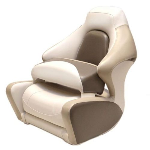 Crownline white beige taupe marine boat captains bolster seat chair (single)