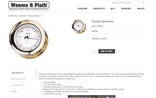 Weems and plath atlantis barometer
