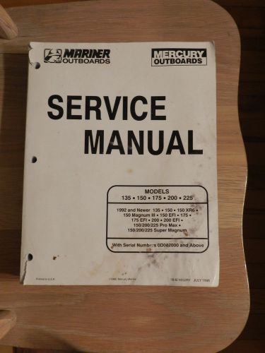 1996 mercury mariner 135 150 175 200 225 magnum pro max motor service manual