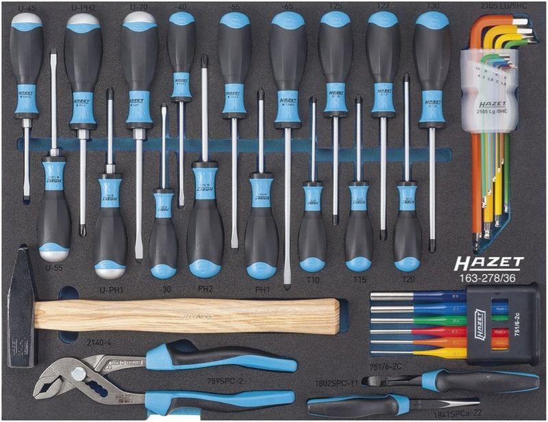 Hazet 163-278/36 screwdriver pliers driftpin hammer set