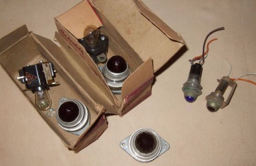 Vtg dash panel instrument gauge indicator light rat rod red blue 125 v oiltight