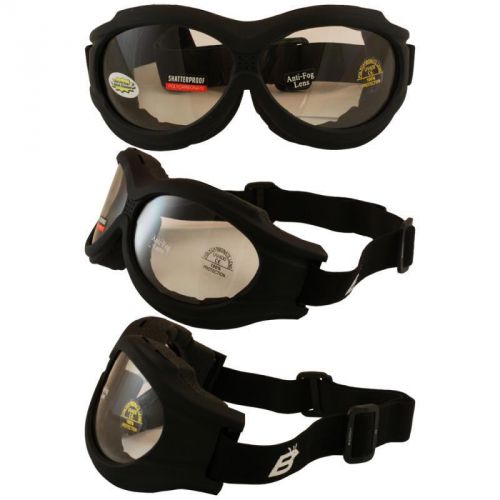 Birdz buzzard black frame motorcycle goggles with clear /smoke or yellow lenses