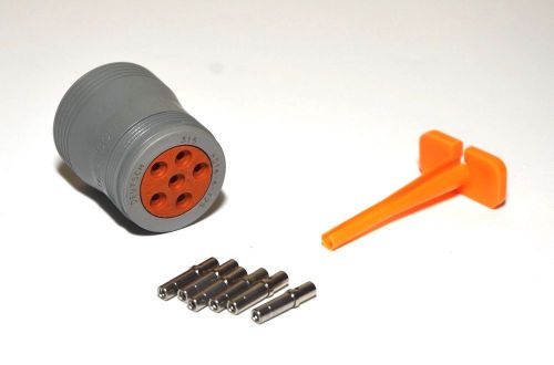 Deutsch hd10 6-pin genuine female connector &amp; removal tool, 12awg solid sockets