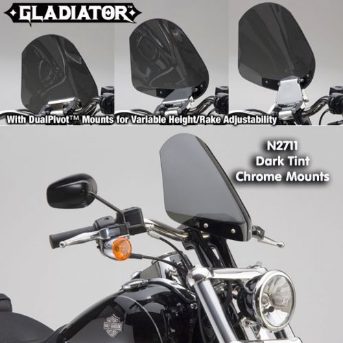 Harley fxdl dyna low rider gladiator n.c. windshield dark tint chrome mnts n2711
