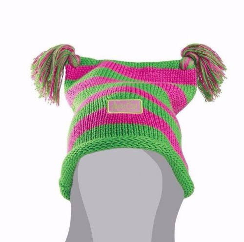 Arctic cat youth pigtails pink/lime beanie/hat 5263-041
