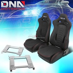 Nrg black reclinable racing seats+full stainless bracket for 92-95 civic ej/eg