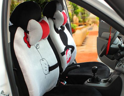 18ps cute cartoon car seat cover women fashion short plush universal seat covers